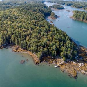 Aerial view of the tip of Plummer Point, purchased by Coastal Rivers in 2022. Photo courtesy of Michael Austin Kane
