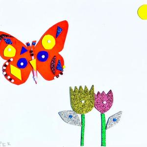 Students in Jefferson Cotton's art classes welcomed spring by crafting butterfly and flower collages. Courtesy image