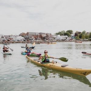 A pack of paddlers leaving from the Damariscotta Landing. Courtesy photo