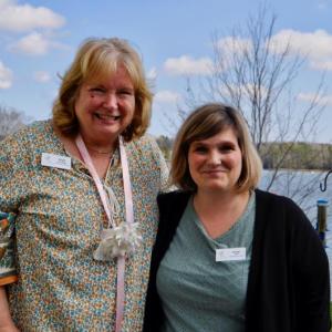 Brigit Cavanagh, left, celebrating her retirement and welcoming Kacie Orff, right, as the new Community Outreach and Experience Director at The Lincoln Home. Kim Traina photo