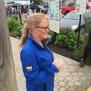 Boothbay Harbor Town Manager Julia Latter at the footbridge’s opening June 29. FRITZ FREUDENBERGER/Boothbay Register