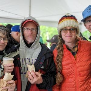 Paddlers for Hearty Roots brave conditions and enjoy the after party. CANDI JONETH/Boothbay Register