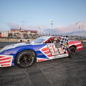 Wade Kennedy celebrates his first career win at Wiscasset Speedway. Steve Girard of SGirardPhotography