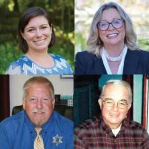 Elected officials, legislators and special guests who will attend the LCDC Aug. 6 Lobster Bake include, clockwise from top left: Maine Senate Majority Leader Eloise Vitelli (SD 24, Woolwich); state Sen. Cameron Reny (SD 13, Round Pond); state Reps. Lydia Crafts (HD 46, Newcastle) and Holly Stover (HD 48, Boothbay); District Attorney Natasha Irving (PD 6, Waldoboro); Lincoln County Sheriff Todd Brackett; Chair of the Lincoln County Board of Commissioners Bill Blodgett (District 2, Waldoboro), and Valarie and Chris Johnson of Somerville, honorary chairs of the bake. Photos courtesy of the office holders. Johnson photo courtesy of Adelaide Whitegiver.
