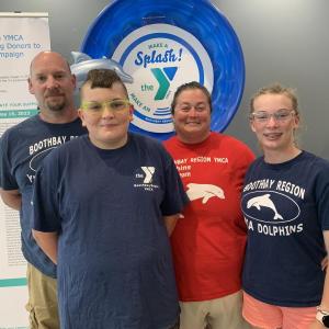 Ready to take on the challenge of chairing Boothbay Region YMCA’s 2023 Annual Fund fundraising campaign is the Hills family. From left are Mike, Byran, Heather and Hannah. KEVIN BURNHAM/Boothbay Register