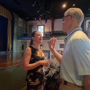 Victoria Browning Wyeth speaks with guests after her lecture, “I Paint My Life,” about her grandfather, Andrew Wyeth. ISABELLE CURTIS/Boothbay Register