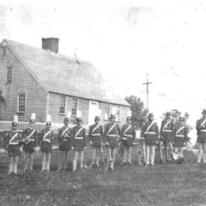 Chapman-Hall House in the late 19th Century, Damariscotta Fife and Drum Corp in front. Courtesy of LCHA
