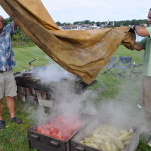 Bruce Bachelder, the “Lobster King” and long time Lincoln Home board member, recruited his family to help cook for the Lobster Bake & More Fundraiser. Kim Traina photo