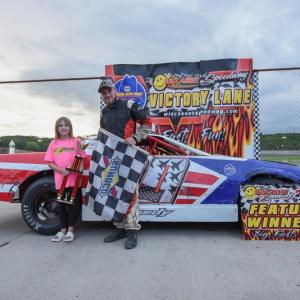 Wade Kennedy in Victory Lane with Jr. Official Ava Carter. Steve Girard/ SGirardPhotography