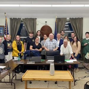 Wiscasset Middle High School high schoolers attend the Sept. 19 Wiscasset selectmen’s meeting. Courtesy photo