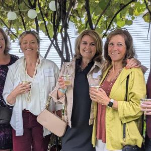 From left, Monique McRae, Alyssa Allen, Nicci Kimball, Lorna Weber and Kimberly Averill enjoy LCHA’s annual Preservation Party Sept. 10. CANDI JONETH/Boothbay Register