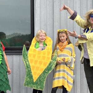 WES students Dalton Wyman, Brooke Sansouci, Abby Marcoux and an educator at The Ecology School in Saco last month. Becky Hallowell photo