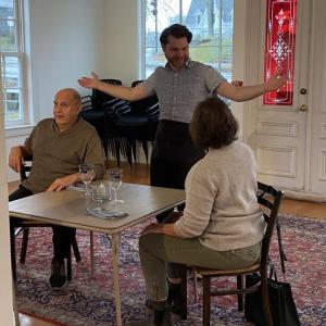 Tom Handel, Gregory J. Hawks and Carole Florman in a scene from “Slow Food.” See the LCCT play Thursday, Nov. 30 - Sunday, Dec. 3 at Lincoln Theater. Courtesy of Christina Belknap