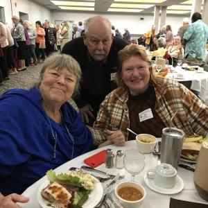 Geneie Everett, Peter Arnold and Jan Flowers at the Garden Club Federation of Maine Conference at Augusta Civic Center last October. Emily Adler photo