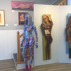 At last year’s show, “Iris, Queen of the Rainbow” by Hannah Neisback and two organic women by Andre Benoit greeted visitors to BRAF. File photo