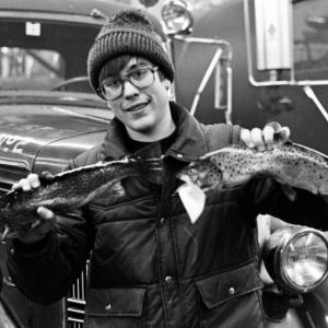 Johnny Pitcher of Alna holds up his catch of the day at Wiscaset Fire Department’s 1981 Ice Fishing Derby. PHIL DI VECE photo