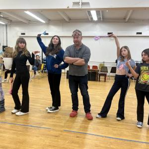 The Fairies in Training (Scout Martin, Jessie Ullo, Fiona Bishop, Kayla Watts) assist the Blue Fairy (Natalie Flagg) in her struggles with the unhappy Geppetto (Andy Luke). Emily Mirabile photo