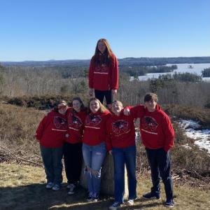 From left, Grace Green, Emily Gilliam, Linnea Andersson, Chris Seiders; standing above: Sadie Yeaton. Courtesy photo