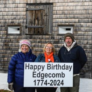 Edgecomb Select Board members Lynn Norgang and Mike Smith with State Representative Holly Stover, center. Photo by Cameron Yee Photography