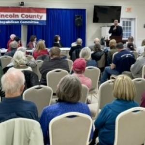 Steve Robinson addresses the LCRC on March 27. Courtesy of Joseph Grant