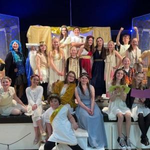 CTL middle school students pose for an ensemble picture after a performance of Tristan Jackson-Pate's action-comedy, “Myth.” Courtesy of CTL