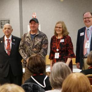 Pictured from left are Ed Polewarczyk, Maine House Rep (H.D. 47), Abden Simmons, Maine House Rep (H.D. 45), Mary Lou Daxland, Candidate Maine House District 46, and J. W. (Bill) Hunt, Candidate Maine House District 48 at the Lincoln County Caucus. Courtesy photo