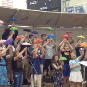 Wiscasset students perform “I Can’t Stand Still Under Those Raindrops” at the annual Spring Gathering of the Arts May 23. Kate Myles photo