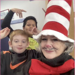Longtime Wiscasset teacher Donna Footer with students. Courtesy photo