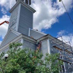St. Philip’s Episcopal Church in Wiscasset will look its best for the 70th Strawberry Festival on June 29, thanks to an anonymous donor who hired Derek Usher of Usher’s Painting Services in Pittston to give the 202-year-old building a fresh coat of paint. “She’s a venerable old building, a meetinghouse that got an artful makeover around 1866 from Maine’s most distinguished architect at the time, Francis Fassett,” said Seaver Leslie, longtime congregant and architecture devotee. “The church community is extremely grateful for the donor’s dedication, and we are lucky to have Derek and his great crew, skilled with historic buildings, on the job.” Courtesy of St. Philip’s Episcopal Church