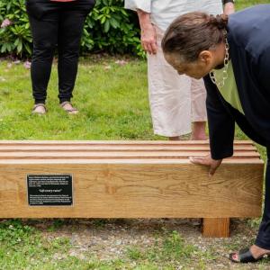 State Rep. Rachel Talbot Ross views the plaque. Courtesy of Bob Bond/40 Federal Studio