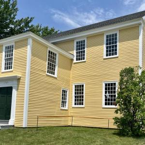 Newly installed horse-tie rails at Alna Meetinghouse. Courtesy of FSHA