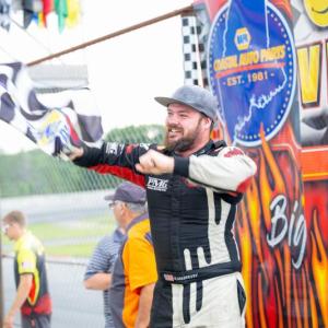 Brett Meservey happily celebrates his first career MRS win. Jasen Dickey Photography