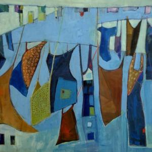 “Just Hanging,” an acrylic on canvas by Carol Wiley of Newcastle, can be viewed at Wiscasset’s Maine Art Gallery through Sept. 8. Courtesy of MAG