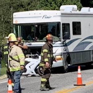 An accident scene on Route 27 near Shore Hills Campground Aug. 29. BILL PEARSON/Boothbay Register