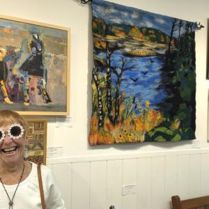 Carol McCarthy views works by Carol Wiley and Helen Farnham through daisy-tinted glasses. Courtesy of the venue