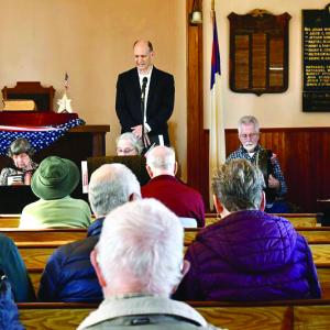 Pastor David Ouellette of North Methodist Church gives the Benediction. PHIL DI VECE/Wiscasset Newspaper