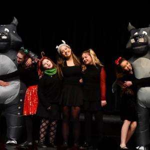 Enilea Burns, Evie Roy, Harper Westhaver, Violet Baldwin, Adeline Inman, and Kaylee Wayda sing "I Want A Hippopotamus for Christmas" with hippo dancers, Hamilton Pierpan, Sarah Harris, and Collin Cantillo. 