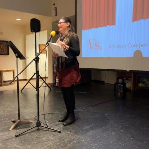 Maine's Poet Laureate, Julia Bouwsma, was both a reader and the judge for the competition. Courtesy photo Maine's Poet Laureate, Julia Bouwsma, was both a reader and the judge for the competition. Courtesy photo