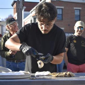 Oyster shucking at the Pemaquid Oyster Festival. FRITZ FREUDENBERGER/Boothbay Register