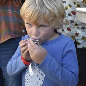 Ronan Sleith, 4, tries an oyster at the Pemaquid Oyster Festival. Soon after he gave it to his mother. FRITZ FREUDENBERGER/Boothbay Register