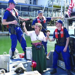 Bloody Belle “captures” a Coast Guard vessel June 25 during the 2024 Windjammer Days. FRITZ FREUDENBERGER/Boothbay Register