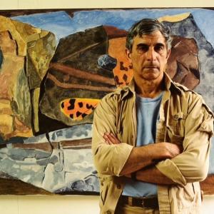 Joseph Fiore with his painting "Virgo Tiger" in 1987. Photo: Peggy McKenna, courtesy the Penobscot Marine Museum Joseph Fiore with his painting "Virgo Tiger" in 1987. Photo: Peggy McKenna, courtesy the Penobscot Marine Museum