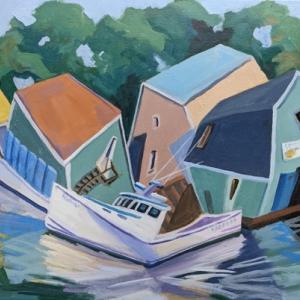 The lightheartedness of the Maine Art Gallery’s opening exhibit, “Whimsy: Flights of Fancy” is expressed in “Rocking the Boat” by Sarah Fisher. Courtesy of the venue