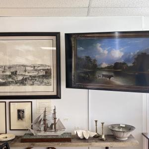 Items not in the gallery space are photographed to appear on the TV screen on the right. LISA KRISTOFF/Boothbay Register