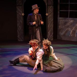 Natalie Friel and Sydney Kurr, in the roles of Orpheus and Euridice, with story narrator Taylin Lowe in "Sonnets to Orpheus" at the Poe Theater. Jenny Mayher photo Natalie Friel and Sydney Kurr, in the roles of Orpheus and Euridice, with story narrator Taylin Lowe in "Sonnets to Orpheus" at the Poe Theater. Jenny Mayher photo