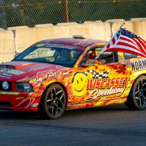 The official Wiscasset Speedway pace car takes to the track for the 2024 Boss Hogg 150. Jasen Dickey Photography 