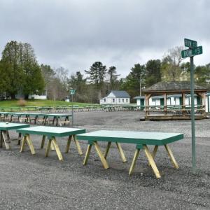 The flea market, closed since 2023, has many improvements, including new vendor tables and a gravel parking area. PHIL DI VECE/Wiscasset Newspaper