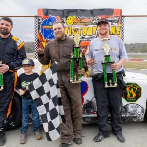 Super Street Victory Lane, from left: Kevin Sherman, Jr. Official Karson Gervais, David Greenleaf and Noah Haggett. Jasen Dickey Photography
