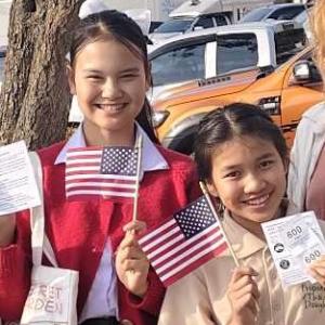 Pin and Sprite ready to fly to Maine. Courtesy of Ellen James, Friends of Thai Daughters
