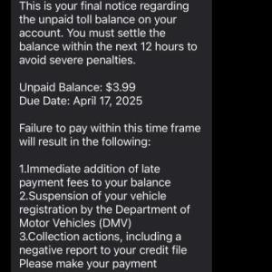 LCSO screen shot of scam text